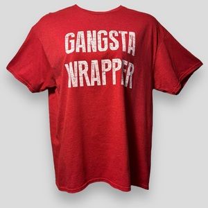 Red 'Gangsta Wrapper' Short Sleeve T-Shirt Unisex XL Cotton Polyester Blend